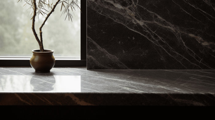 Подоконник из мрамора Nero Marquina (Неро Маркина)