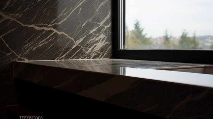 Подоконник из мрамора Nero Marquina (Неро Маркина)