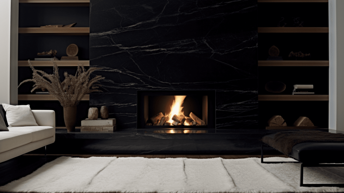 Камин из мрамора Nero Marquina (Неро Маркина)
